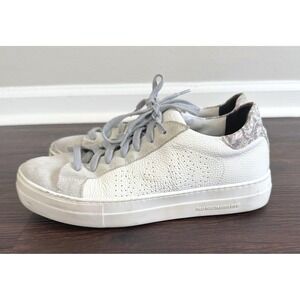 P448 Thea Platform Women's White Leather Butterfly Print Sneakers Size US 40